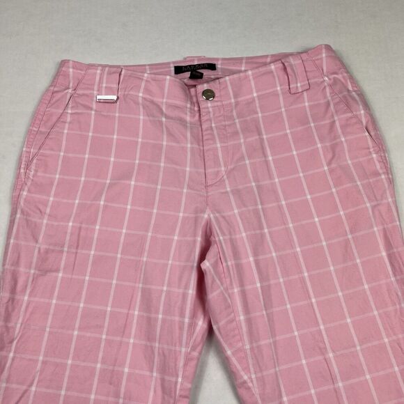 Lauren Ralph Lauren Pink Plaid Cropped Pants Coastal Preppy Classic Chino 6P - Picture 3 of 12